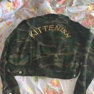 Kittenish camo cropped jean jacket